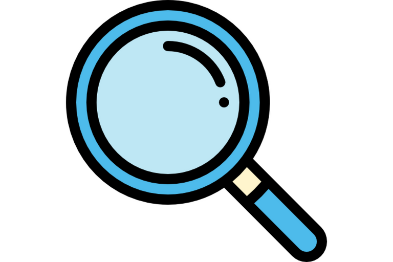 A magnifying glass icon