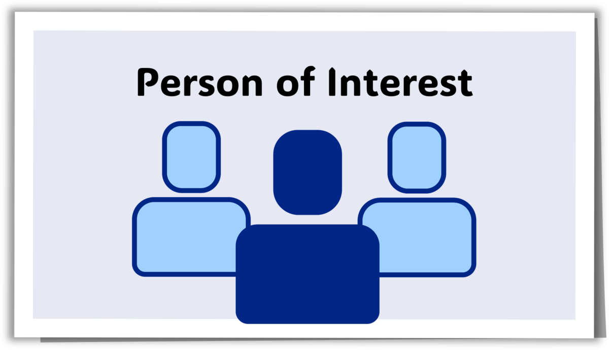 Three outlines of people with text that reads, "Person of Interest."