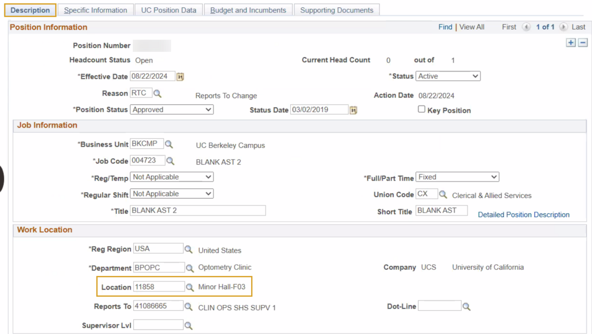 Position Data on the Description Tab, the Location field about 19 clickable elements down the page.
