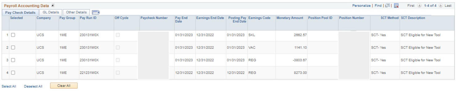 Payroll Accounting Data column in new UCPath Salary Cost Transfer page
