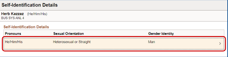 Select your Self Identification Details record. Select your Self Identification Details record.