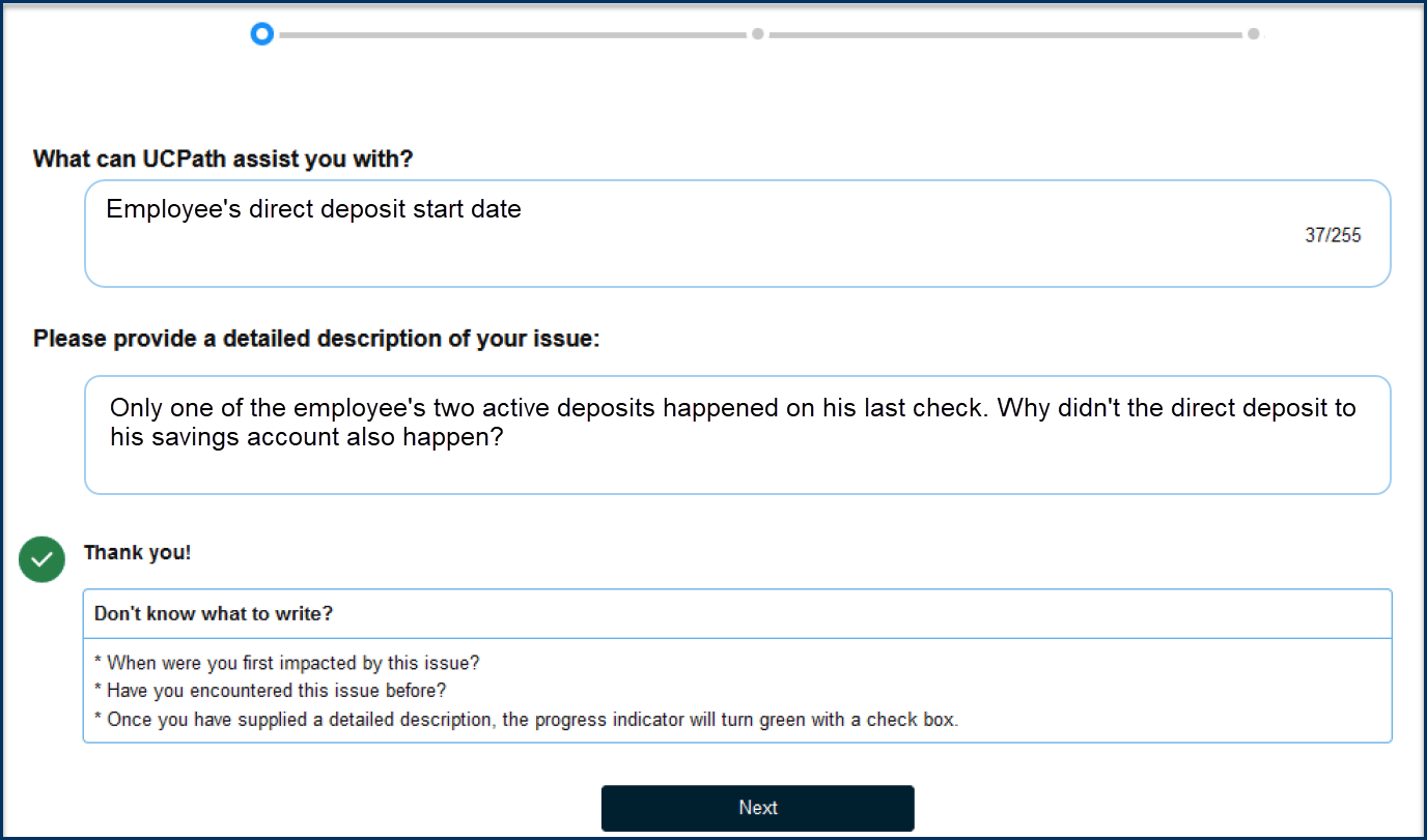 Screenshot of the case fields avalialble to populate without the topic and category selection options