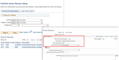 New Action Reason to capture Cubicle/Room/Suite changes New Action Reason to capture Cubicle/Room/Suite changes