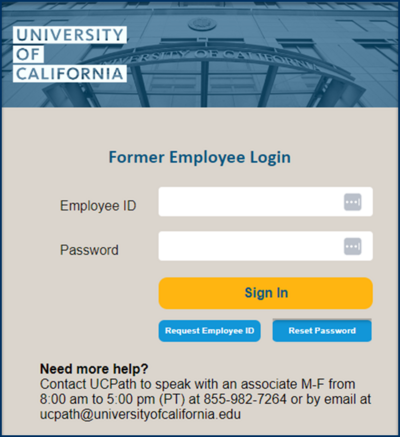 Former Employee login page - need to enter your Employee ID and Password.