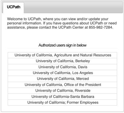 UCPath Online campus list